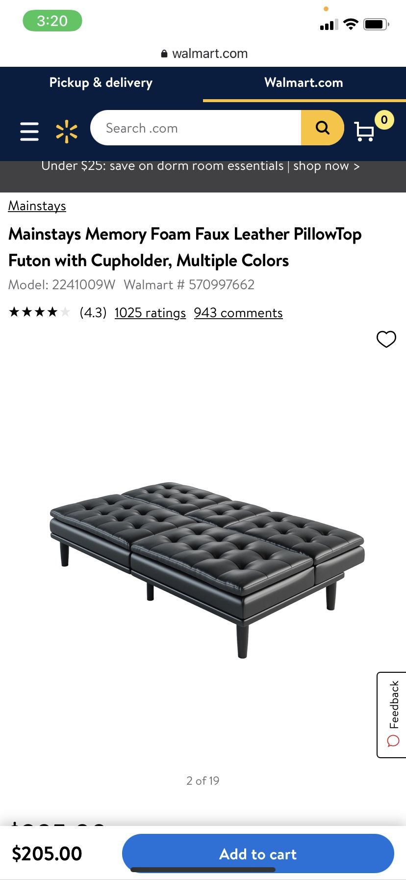 Black Leather Futon Sofa