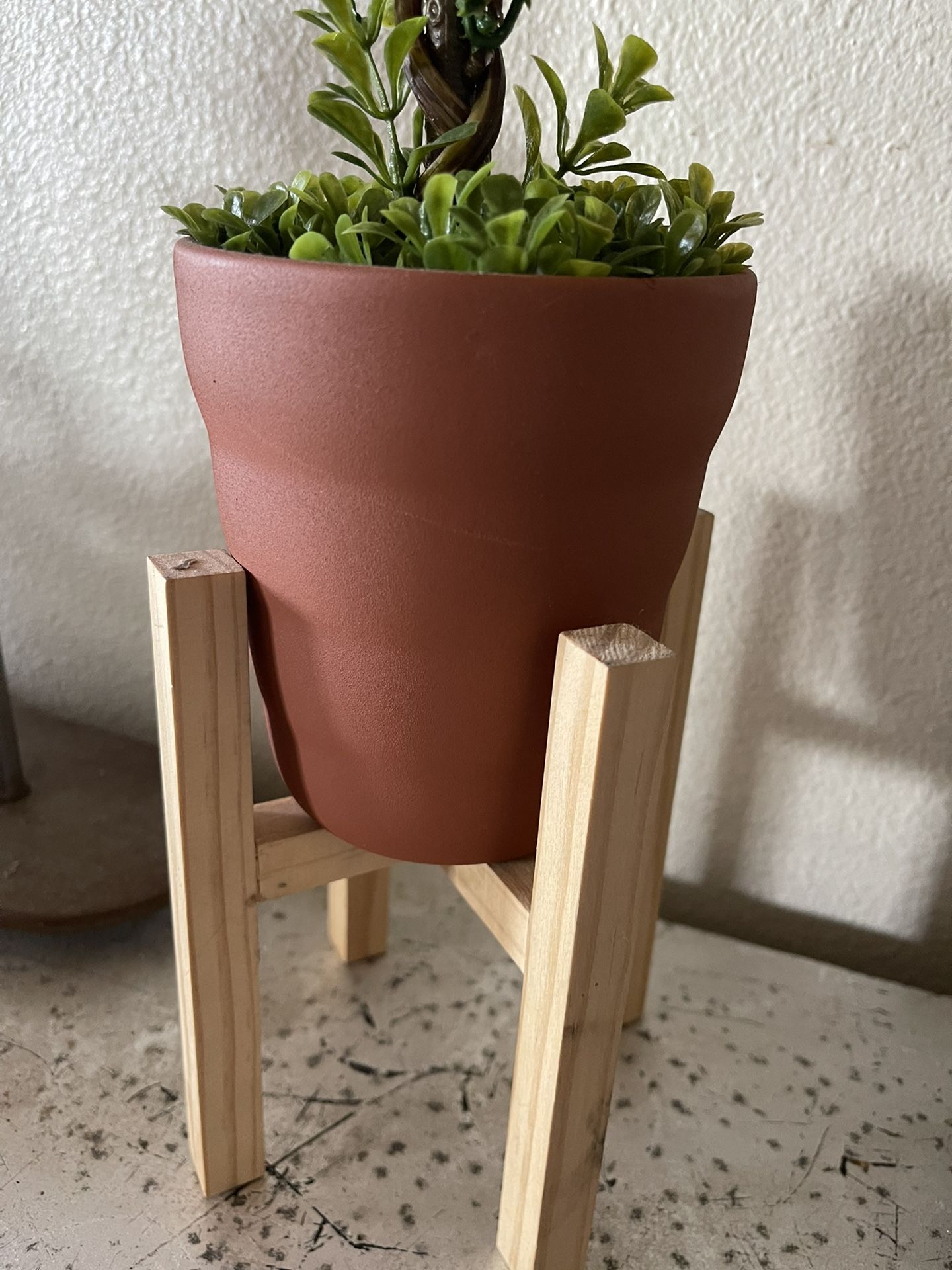 Faux Terra Cotta Topiary Plant And Stand