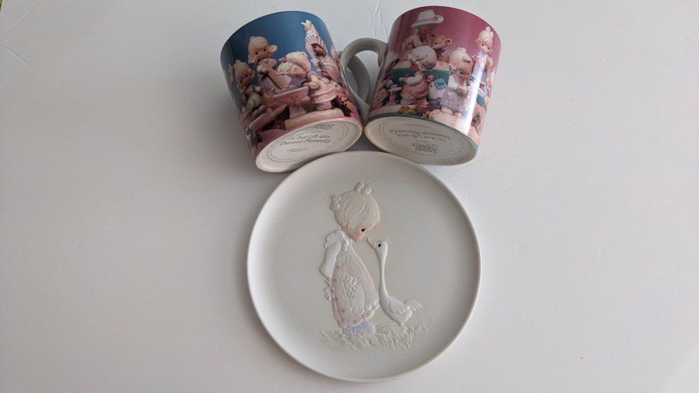 Precious Moments Plate & 2 Mugs