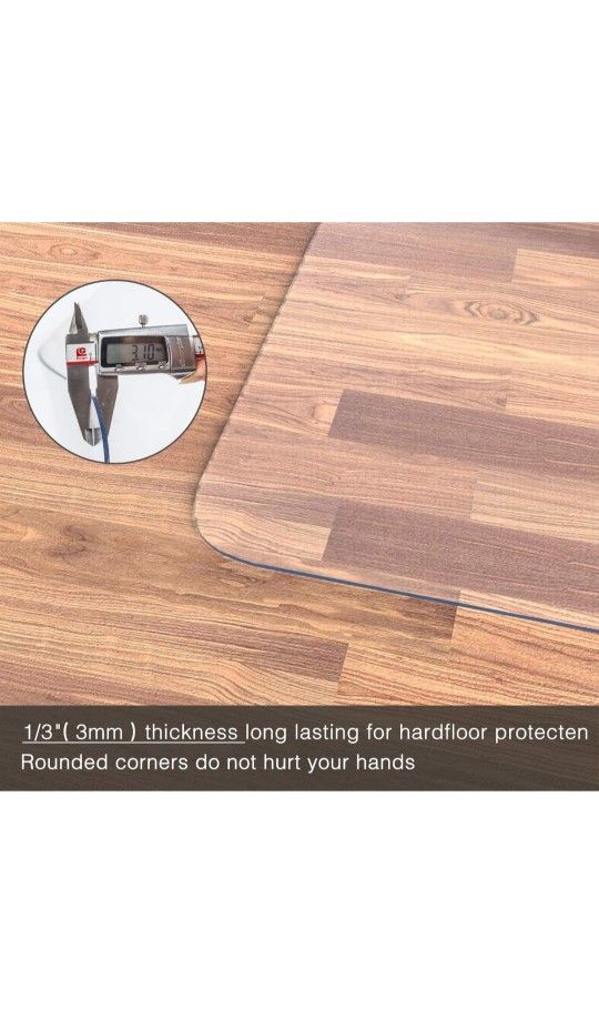 HOMEK Crystal Clear Chair Mat for Hardwood Floor, 1/8" Thick 48 x 36 inches Heavy Duty Floor Chair Mat, Good for Desks, Office and Home, Protects Floo