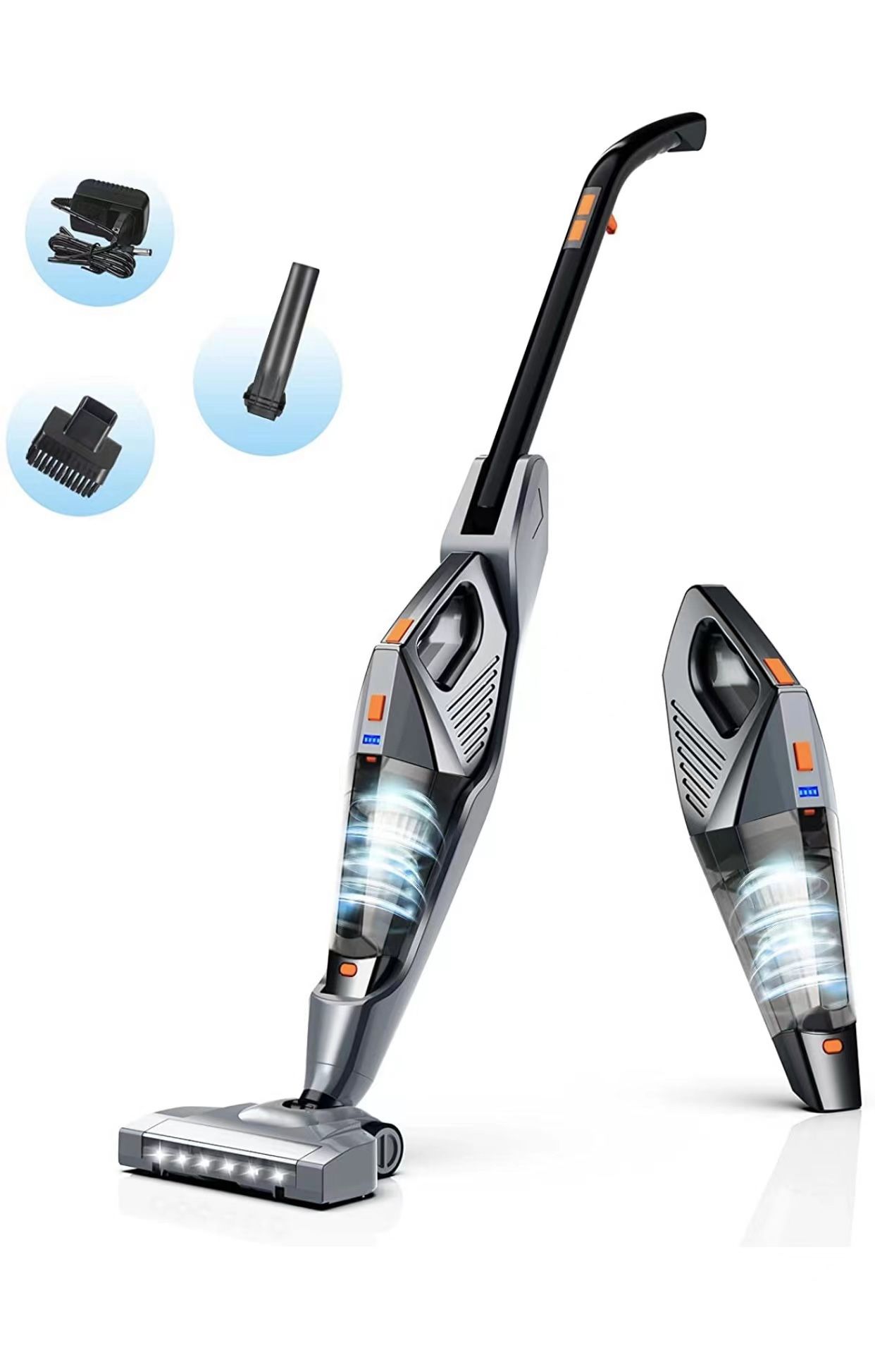 Cordless Vacuum Cleaner, 2200Mah Li-Ion Battery Portable Cordless Vacuum 12000Pa Powerful Suction Stick Vacuum, 4 in 1 Lightweight Handheld Vacuum Cle