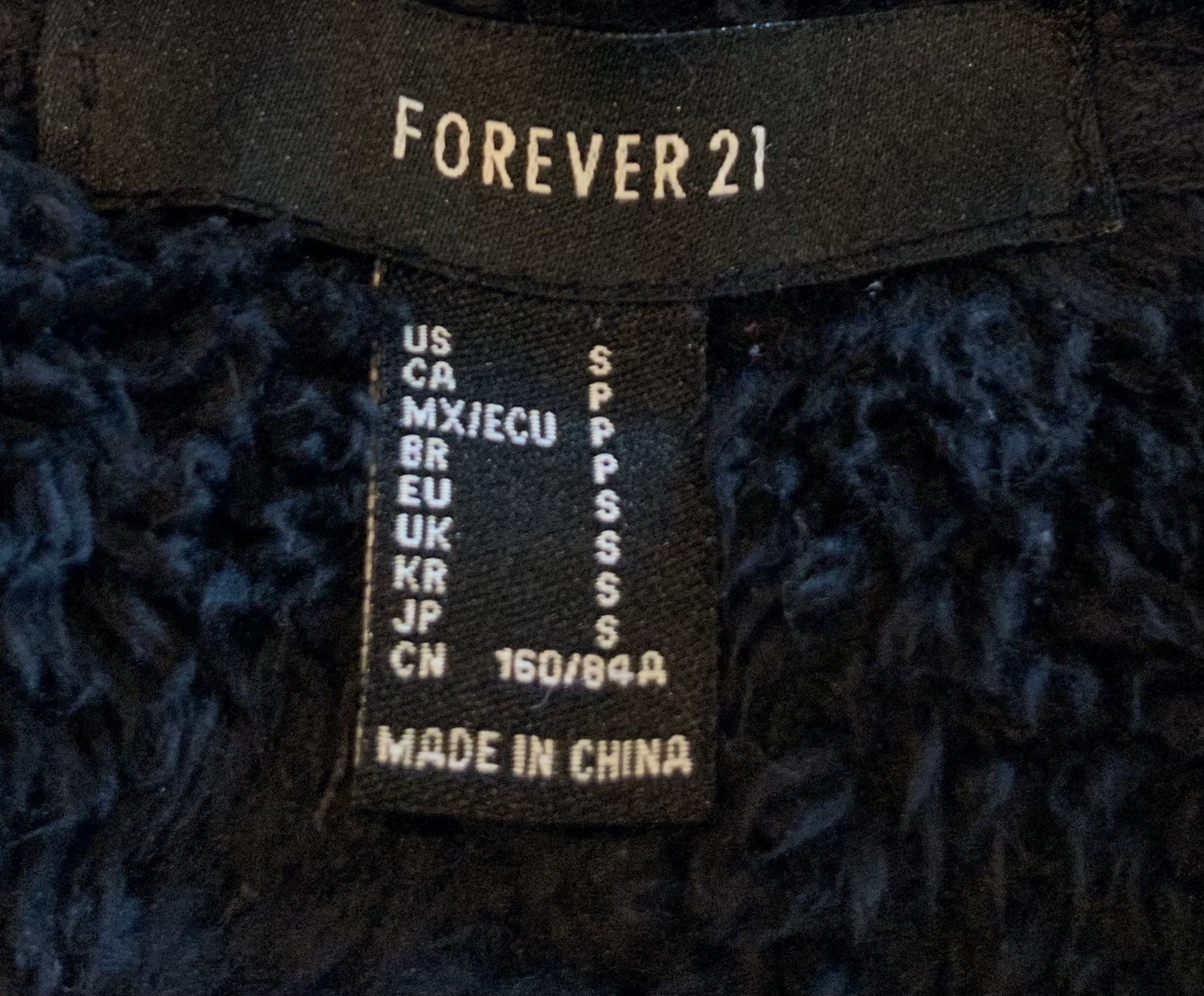 Forever 21 Women’s Fleece Sherpa Full-Zip Jacket Black Sz: Small