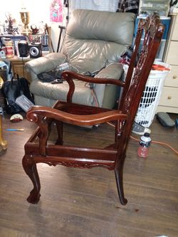 6 -Antique Refinished Claw Feet Cherry Oak Wood Chairs ( Need Seat Part) Thumbnail