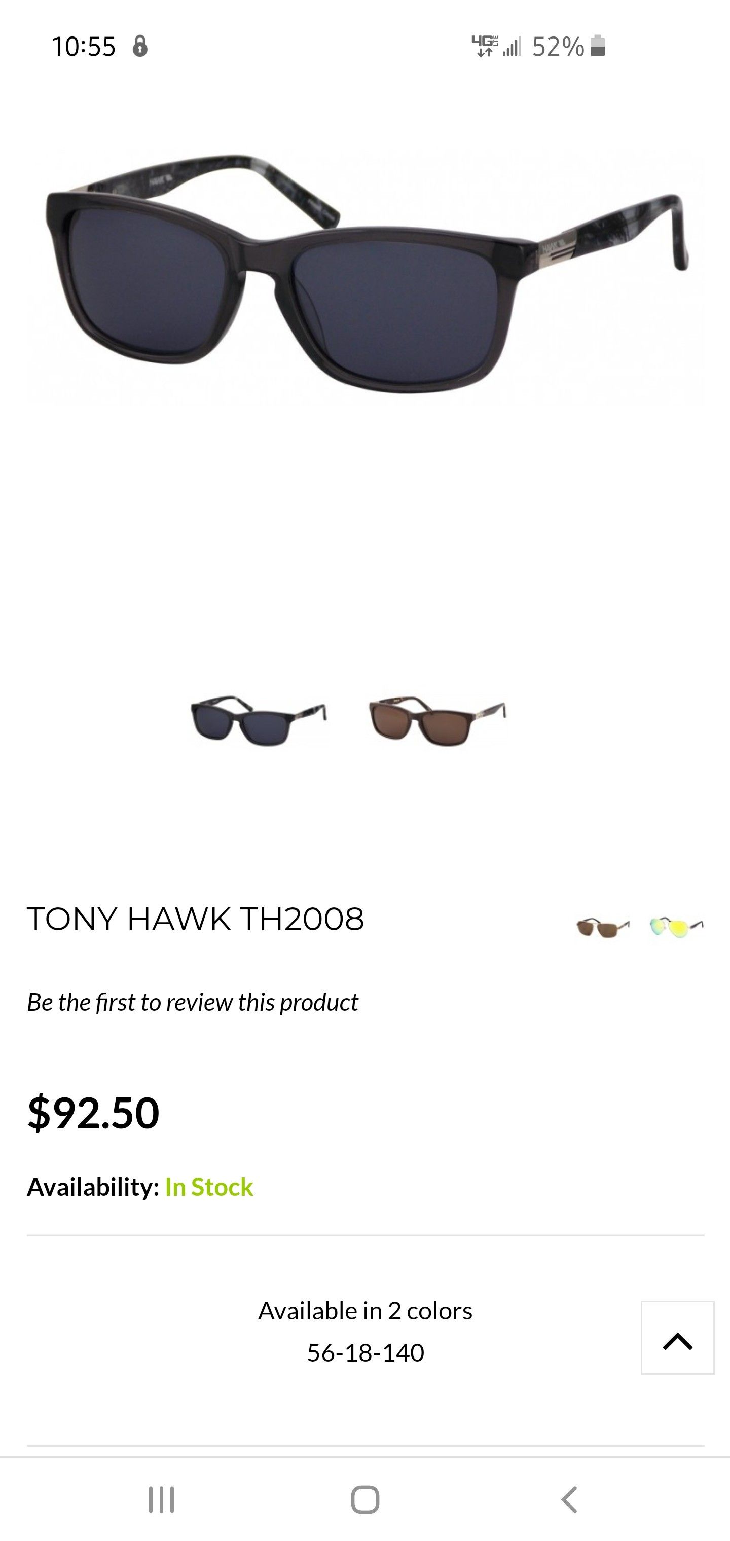 Tony Hawk Designer Sunglasses model TH2008