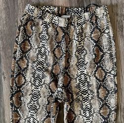 Polly Brown Snake Print Stretchy Bell Bottom Pants Size 2 Flared Thumbnail