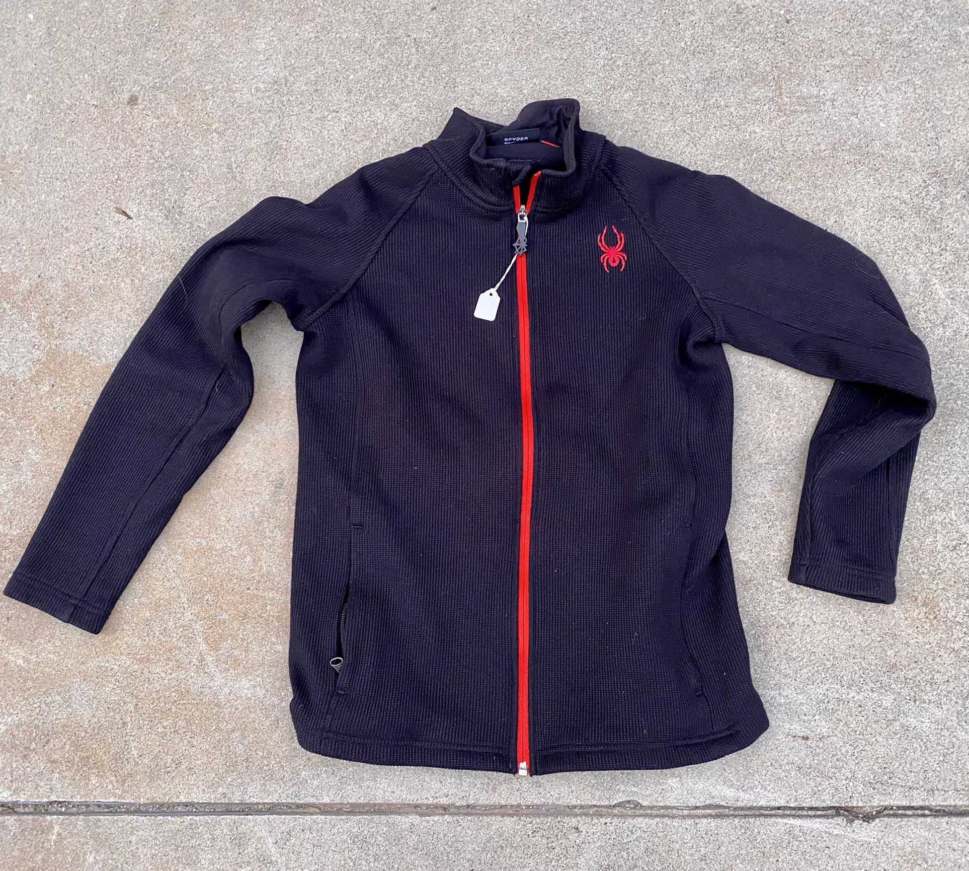 Junior Size Large (14/16) Black With Red Spyder Zip Front Sweat Shirt / Jacket 