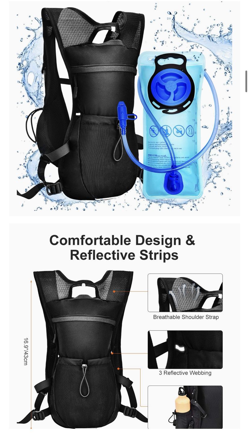  Hydration Pack Backpack - with 2L Water Bladder Bag Daypack for Hiking Marathon Running Race Outdoor Cycling Climbing Hunting Biking Lightweight Vest