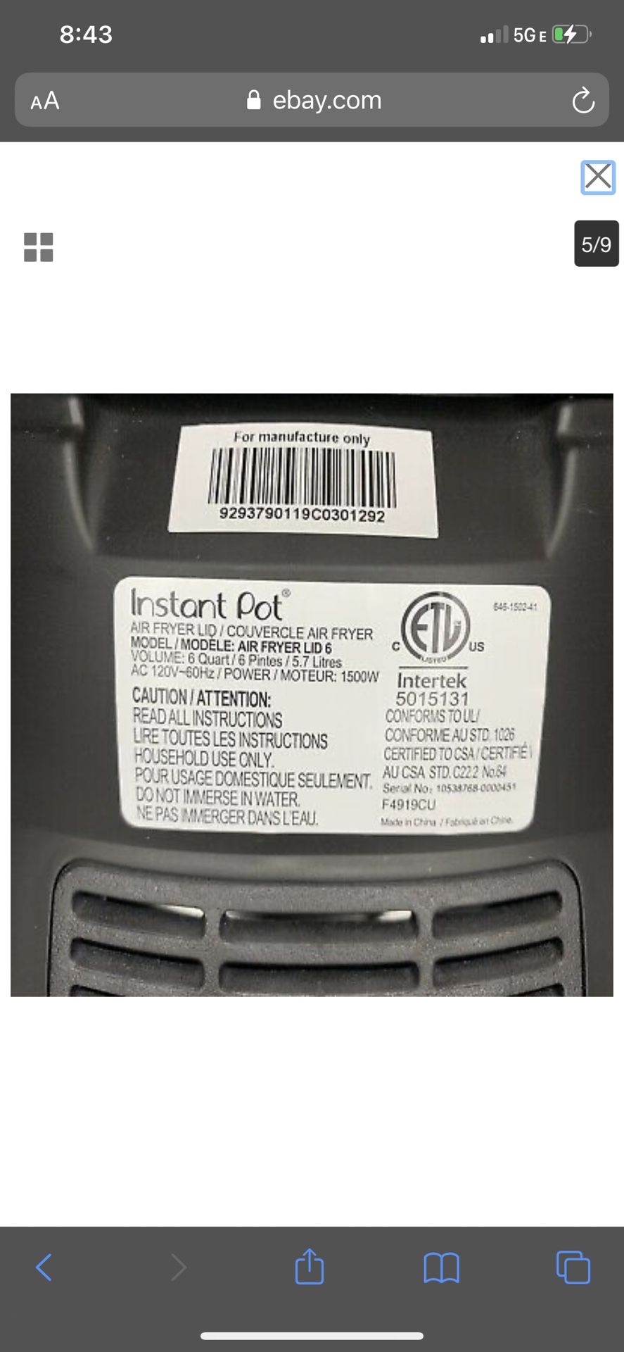 Air Fryer Instant Pot Lid