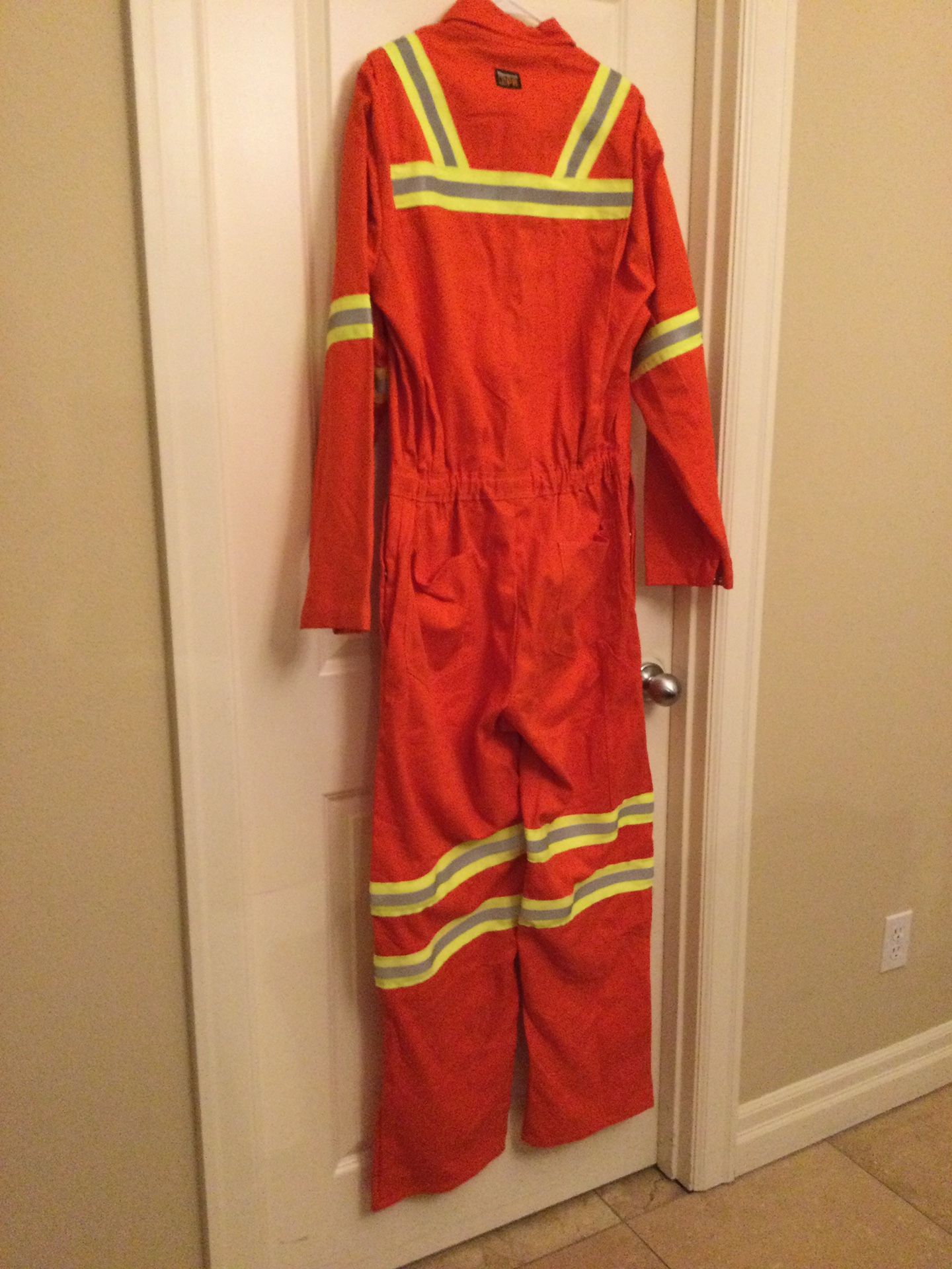 Work rite FR Wessex Insurance Flame Resistant Work Coveralls Orange Reflective 46 Long
