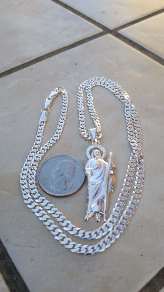 Cadena y San Judas Plata 925MX