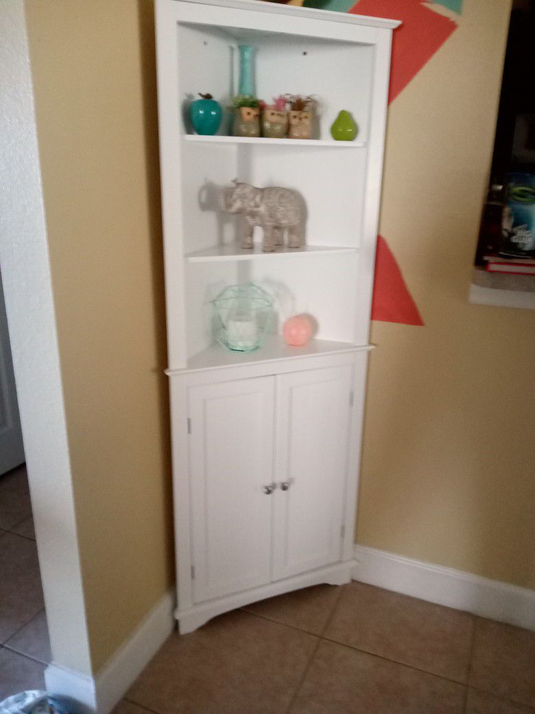 Corner Cabinet Shelf White In Perfect Condition, $120