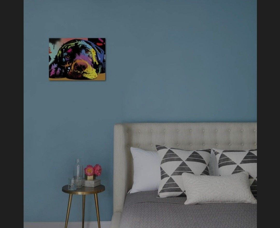 Lying Lab Pop Art Dog Painting Print Wall Art , Modern Home Decor, Living Room, Bedroom, Colorful