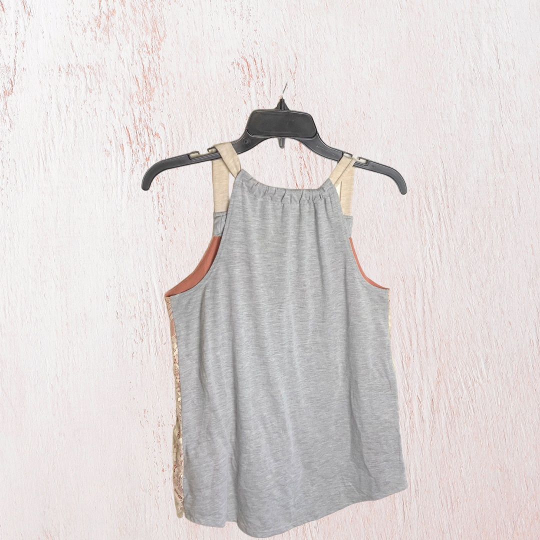 Xhilaration Dusty Rose w Lace Overlay & Gray Back Halter Top Jrs/Wm M
