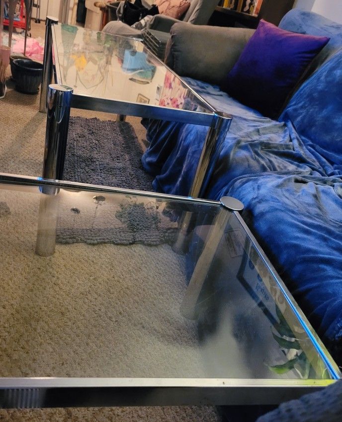 Glass Coffee Tables Pair