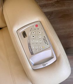 Beige Leather  Reclining Massage Chair With Cupholder - 8 Different Adjustable Settings Thumbnail