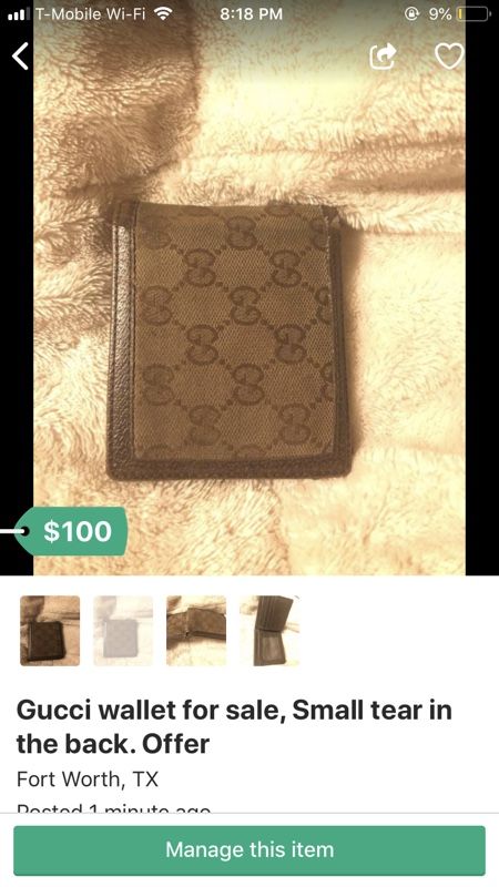 Gucci wallet for sale, small tear in the back. Offer