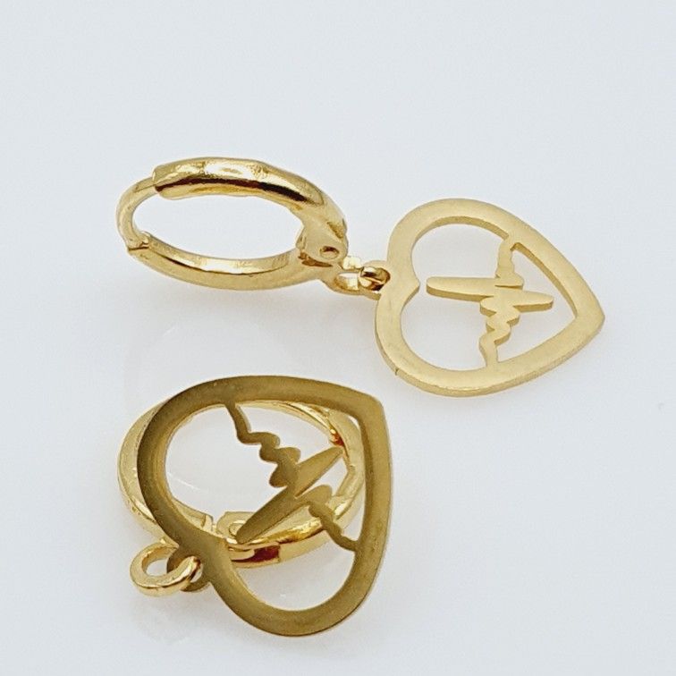 "Simple ECG Heart wave Stainless Steel Earrings for Women, 55EGL1218