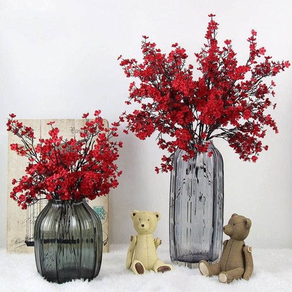 Cloth Artificial Flowers 6 Bundle European, Color: Red-6pcs