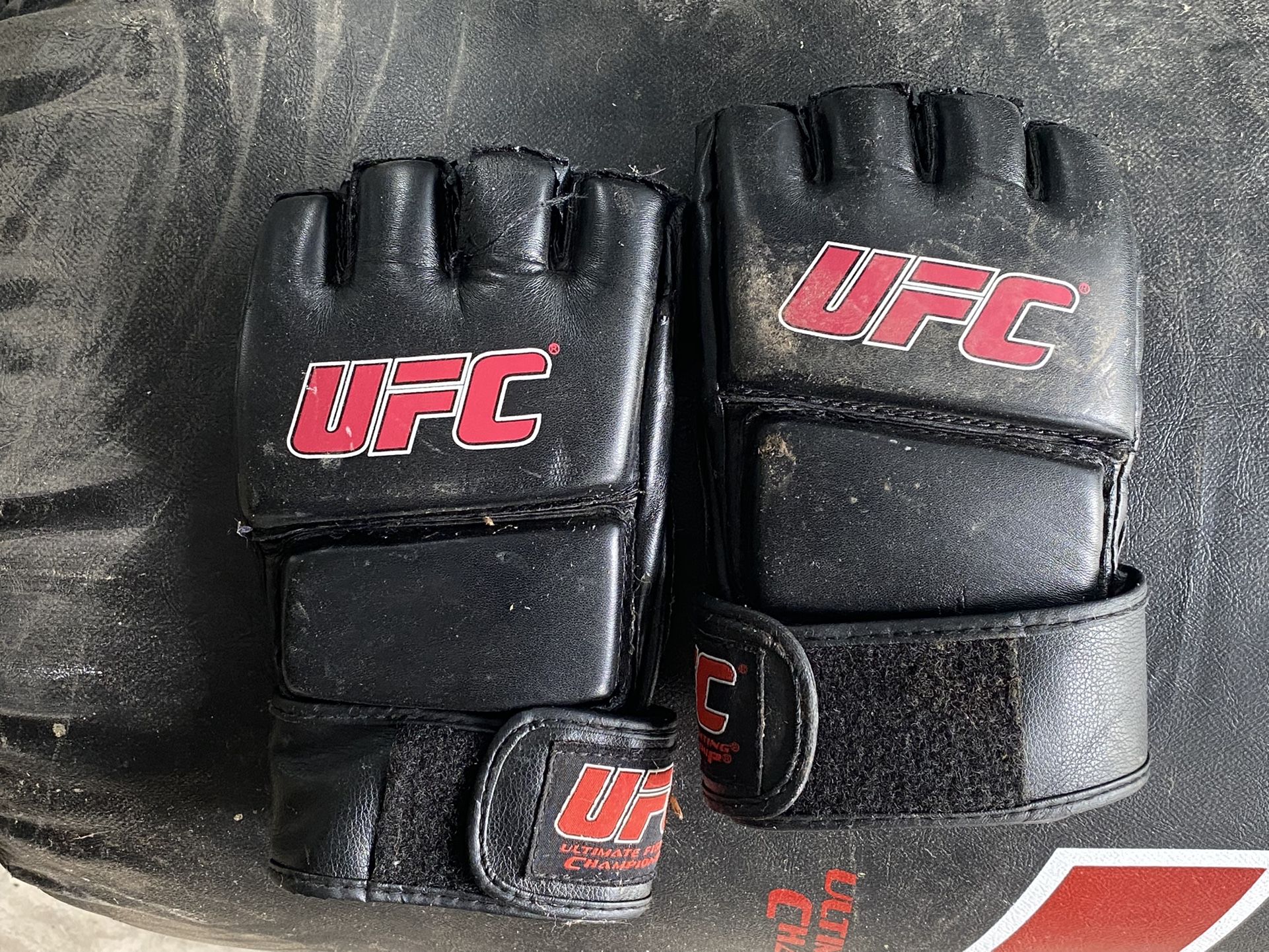 UFC gloves and heavy bag