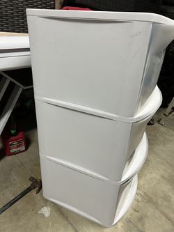 White Deep Plastic 3 Drawer Storage Bin (GOOD CONDITION) - $30 Thumbnail