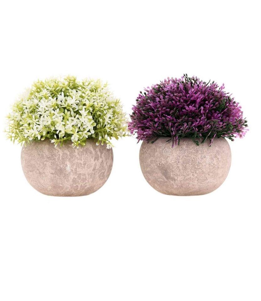 2-Pack Mini Artificial Plants Small Fakes Plants Topiary Shrubs Potted Decorative Faux Plant