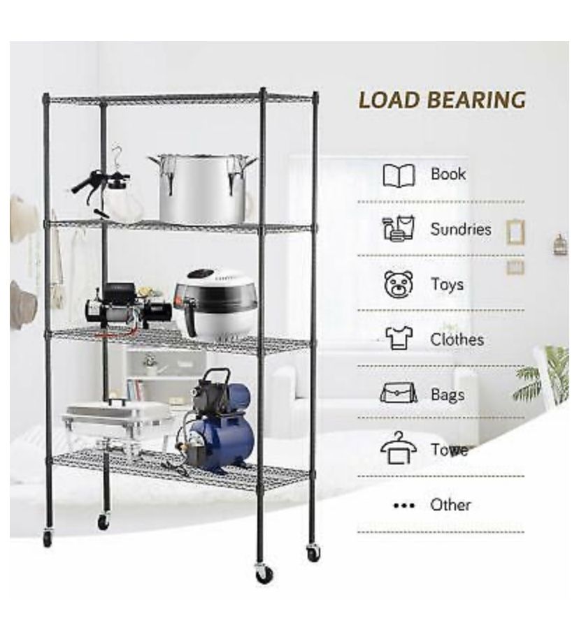 Heavy Duty 4 Tier Shelving Rack Steel Wire Metal Shelf Adjustable Storage Shelves