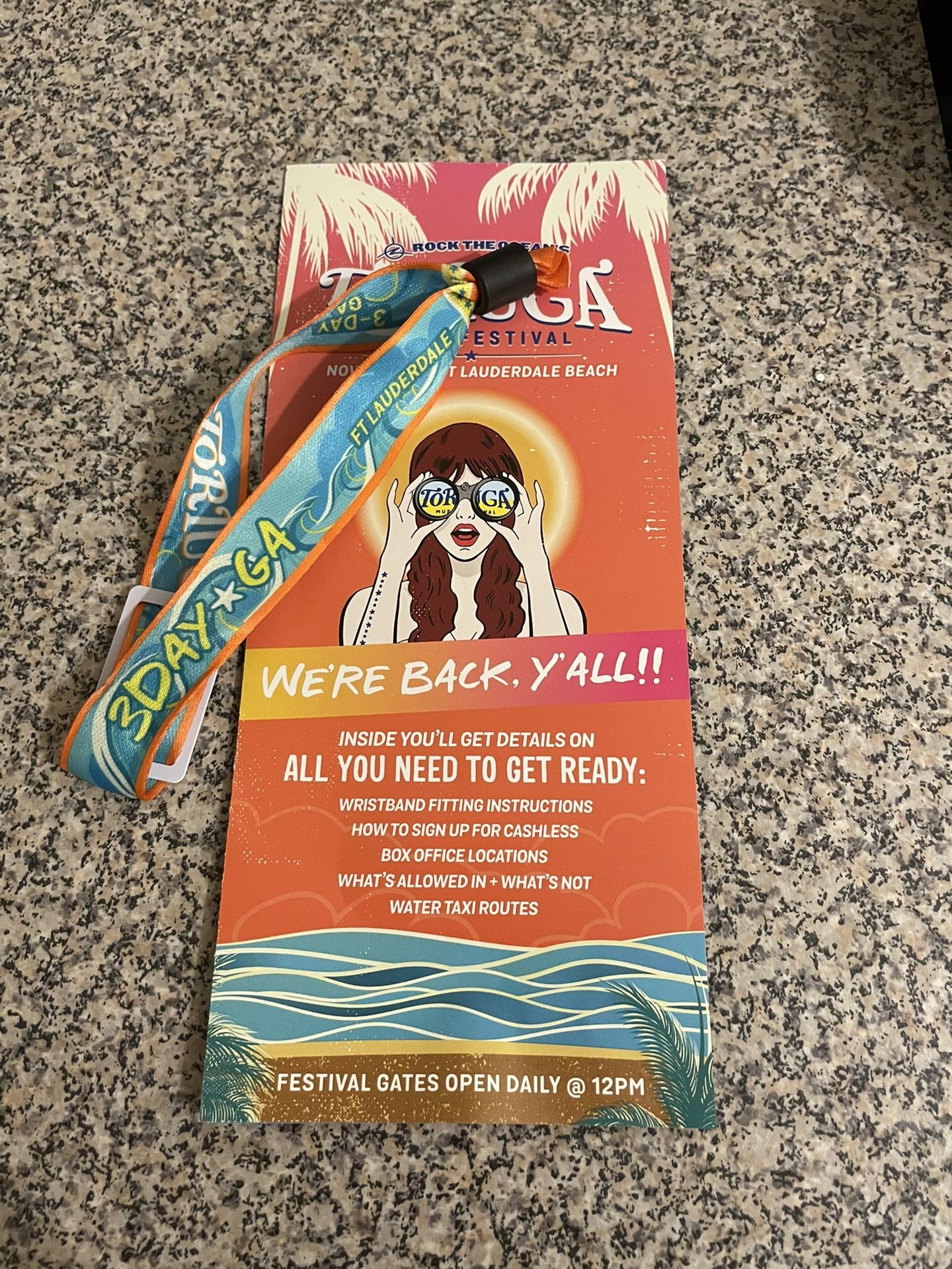 Tortuga Music Festival Wrist Band 3 Day Pass