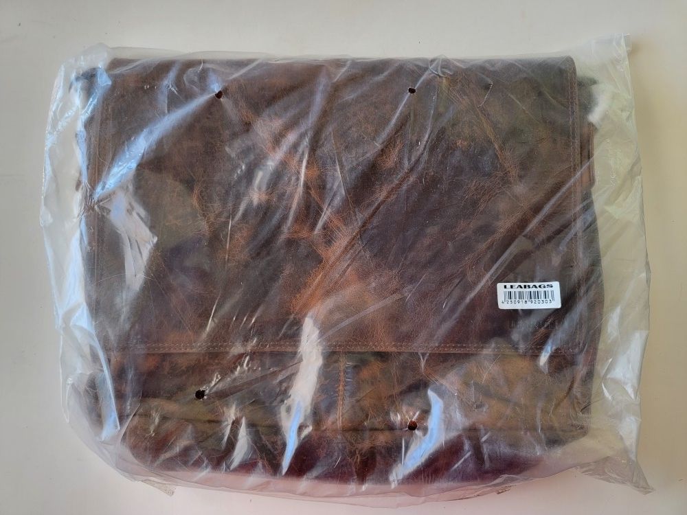 Leabags Mens Messenger Bag, Leather, Shoulder Strap, Flap Closure, Brown