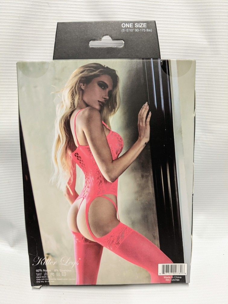 Pink Fishnet Body Stocking with Thong New