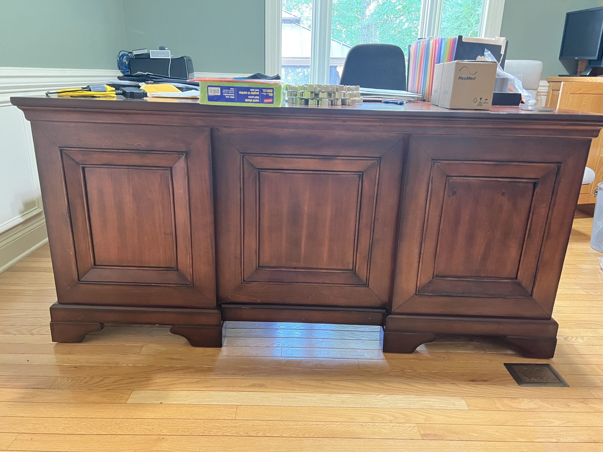 Aspenhome Richmond L Shaped Desk with power supple