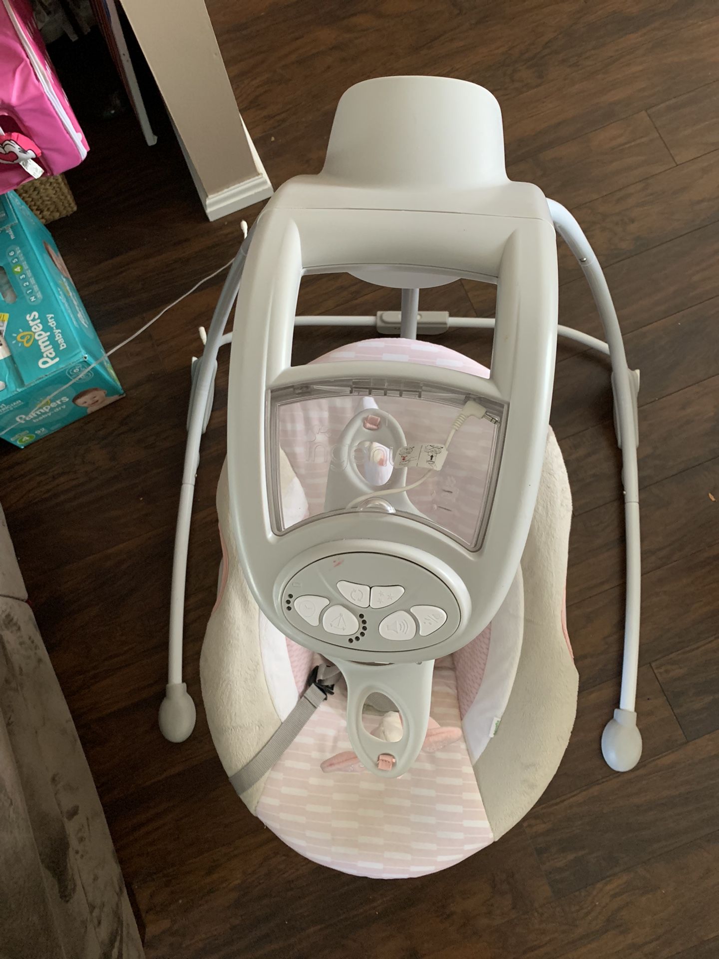 InLighten Cradling Plug-In Swing With Light Beams Mobile - Flora the Unicorn
