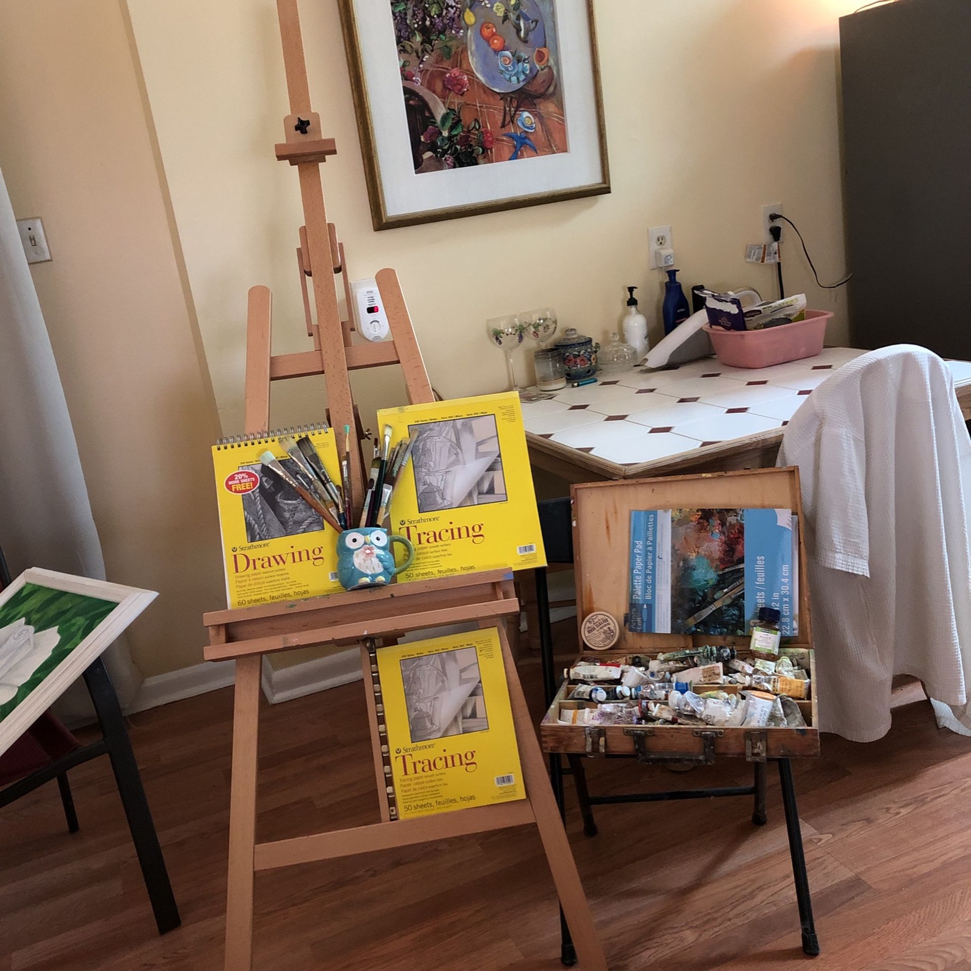 Art Supplies And Easel
