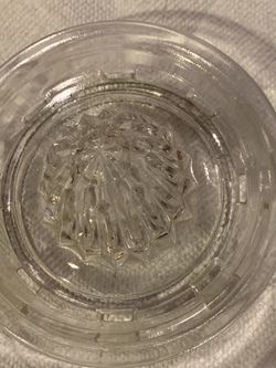 Beautiful etched glass juice strainers and dipping bowl Thumbnail
