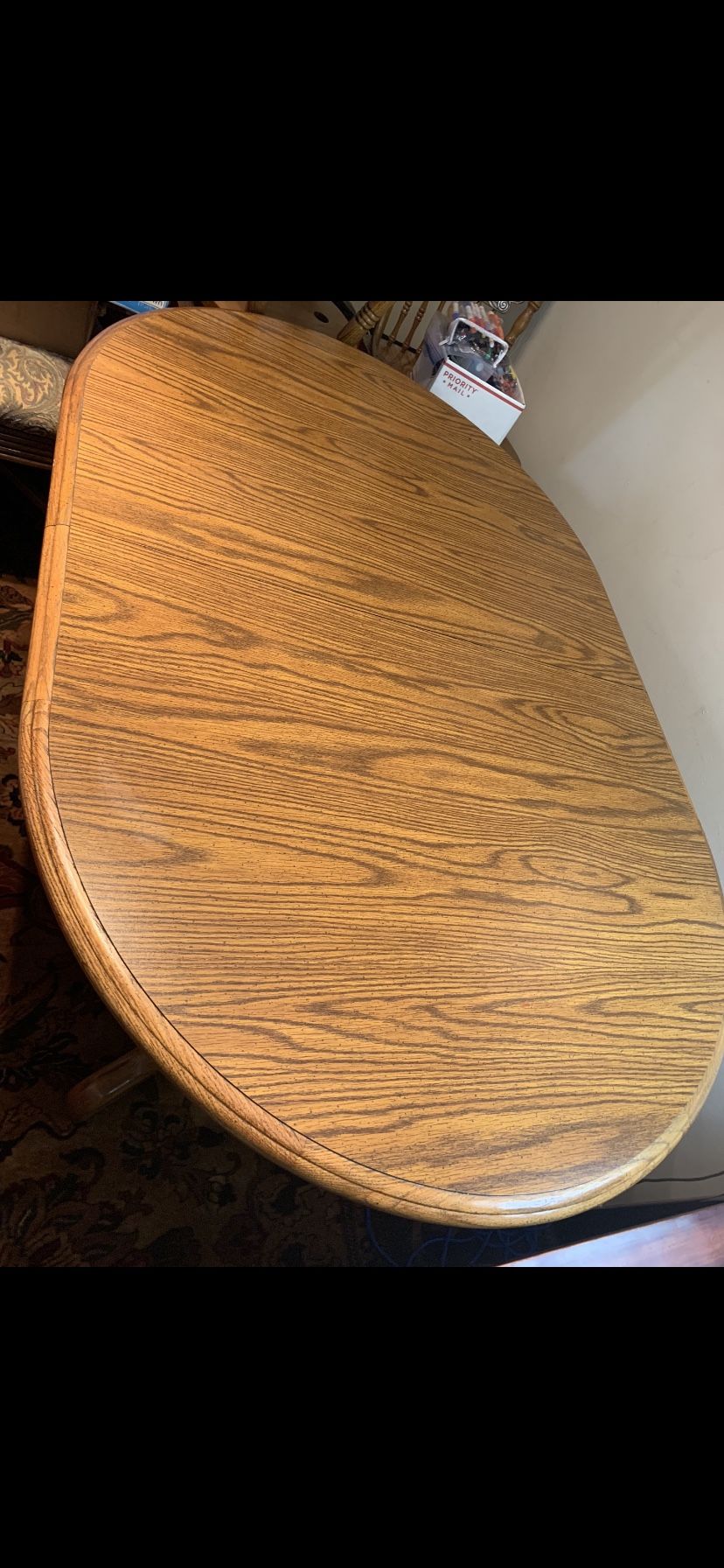 Dining Table Solid Oak w/one extension in excellent condition with Six(6) Arms Chairs asking only $1450. Obo today