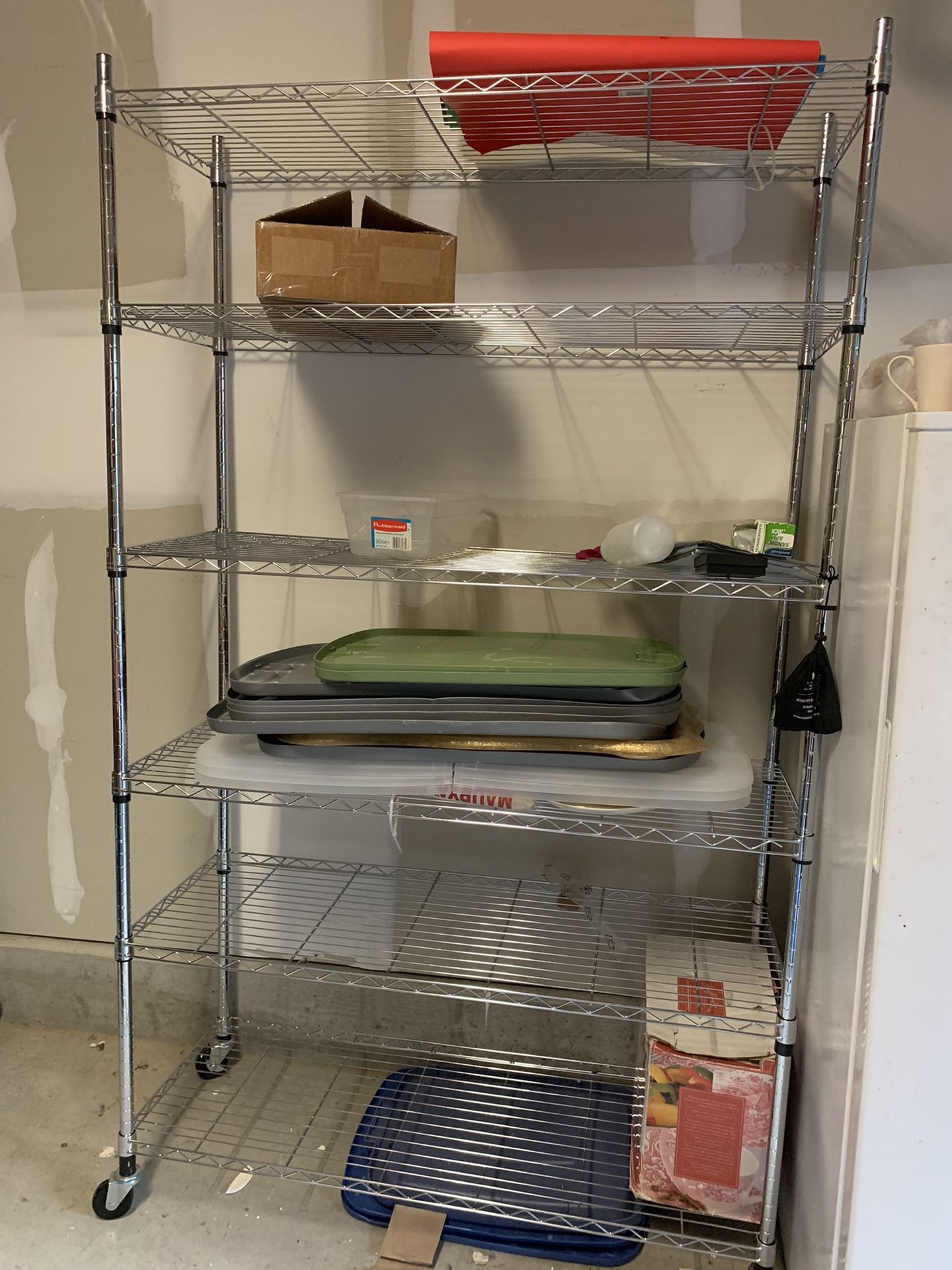 6 Tier Storage Shelves Metal Wire Shelving Unit with Wheels,