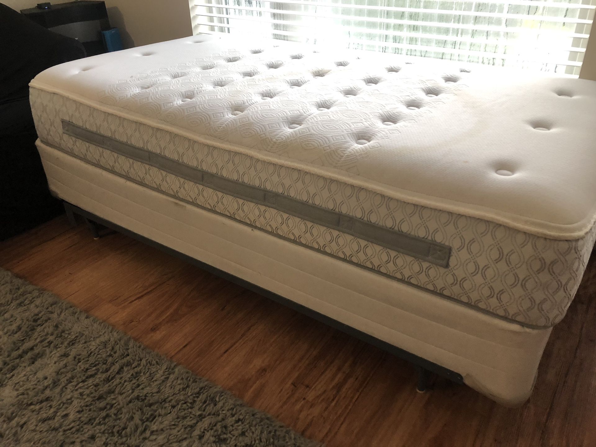 Twin Size (Mattress, Box Spring, Frame) and Four Bed Raisers for Sale