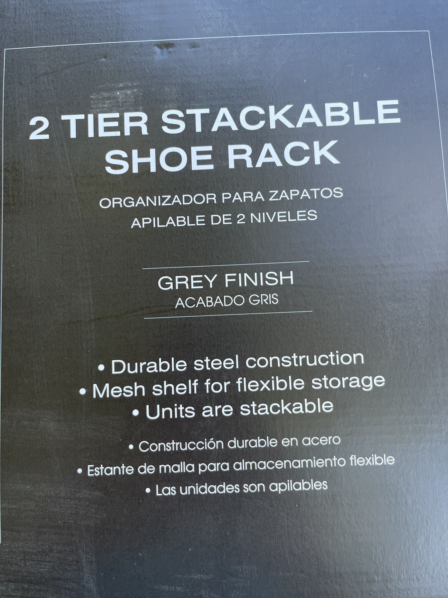 2 Tier Shoe Rack - BRAND NEW!  Grey in color. Steel construction