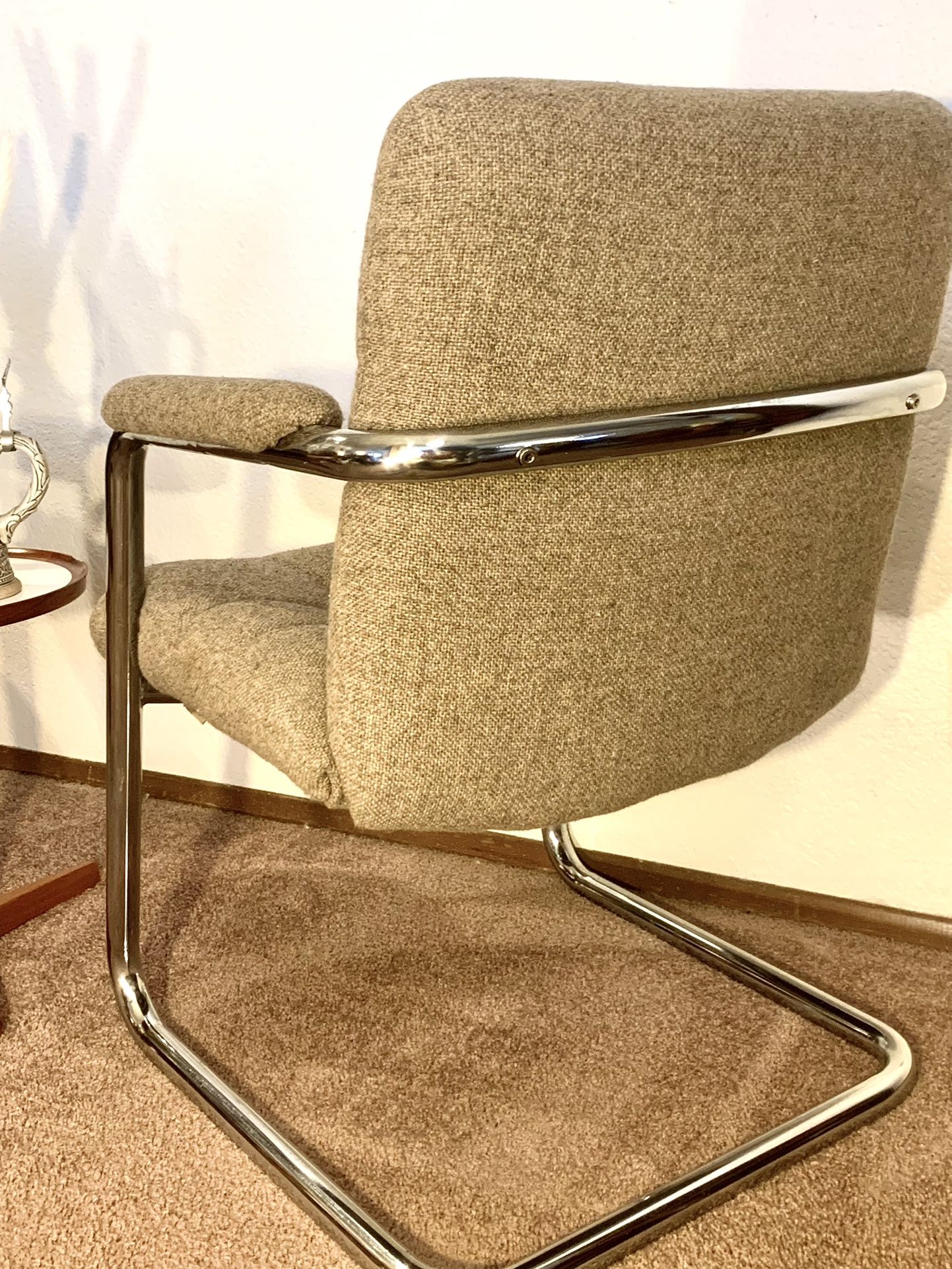 Vintage Milo Baughman Mid Century Modern Cantilevered Chair For ChromeCraft
