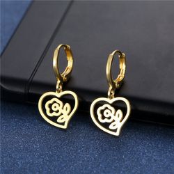 "Simple Heart Rose Stainless Steel Earrings for Women, 55EGL1222
 
  Thumbnail