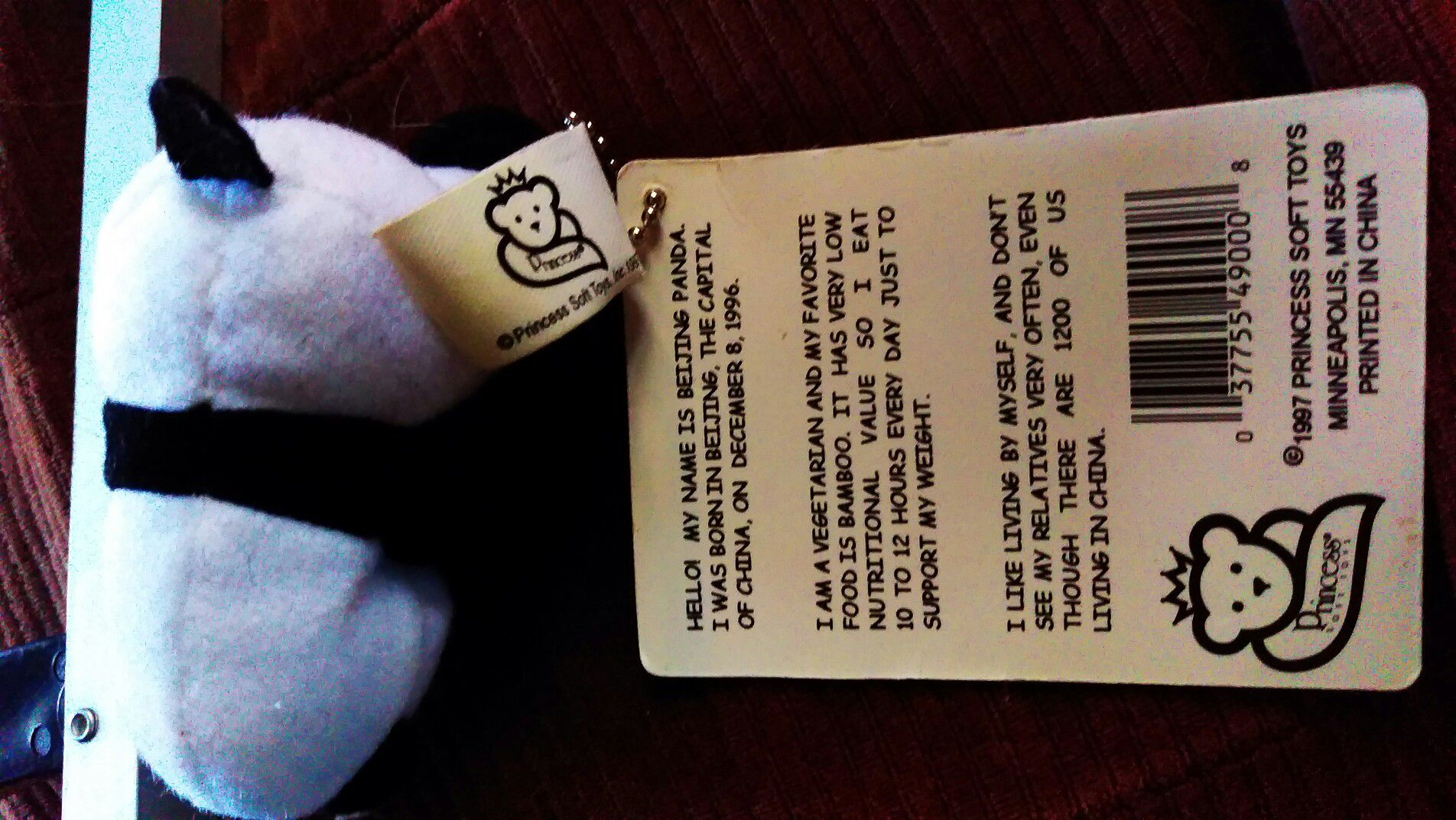 Beijing Panda Bean Bag Key Chain Princess Soft Toy WEEBEANS Collector FOB