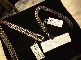 Gold/Silver Chain & Braclete Set $53 Thumbnail