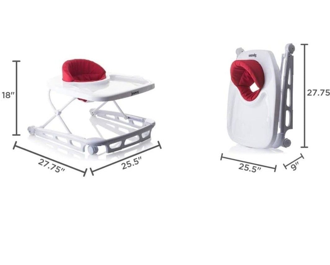 Joovy Spoon Walker, Adjustable Baby Walker, Activity Center, Charcoal