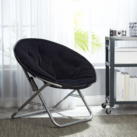 Mainstays Faux Fur Saucer Chair, Black Black - 