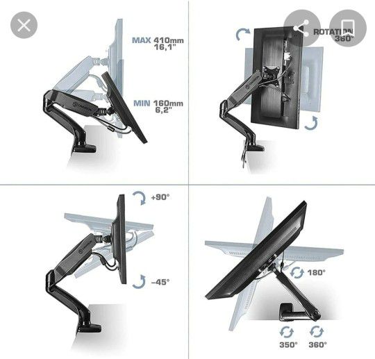 ONKRON Dual Monitor Desk Mount for 13 to 27-Inch LCD LED Computer TV Screens up to 14.3 lbs G160

