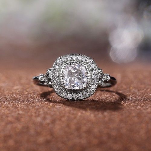 Luxury CZ Shiny Gem Macro Pave Square Noble Dainty Wedding Rings, K932