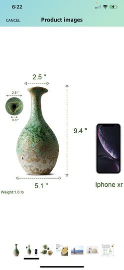 FairyLavie 9.4'' Vintage Ceramic Vase, Rustic Distressed Flower Vase Bottle Decorative Vase Thumbnail