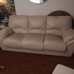 Couch & Loveseat Ivory Leather Thumbnail