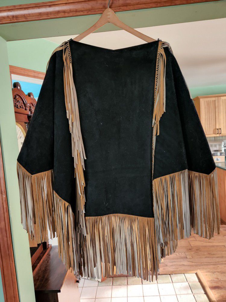 Suede Leather Poncho