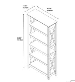 5 Shelf Bookcase with X Patterned Sides for Living Room Thumbnail