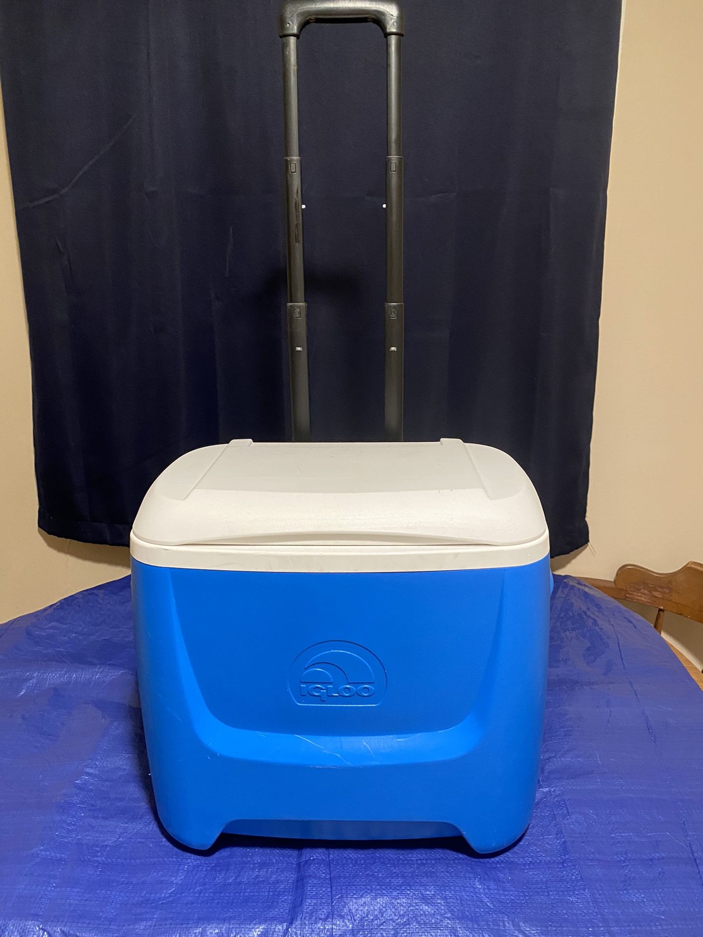 Igloo cooler with wheels and extension handle